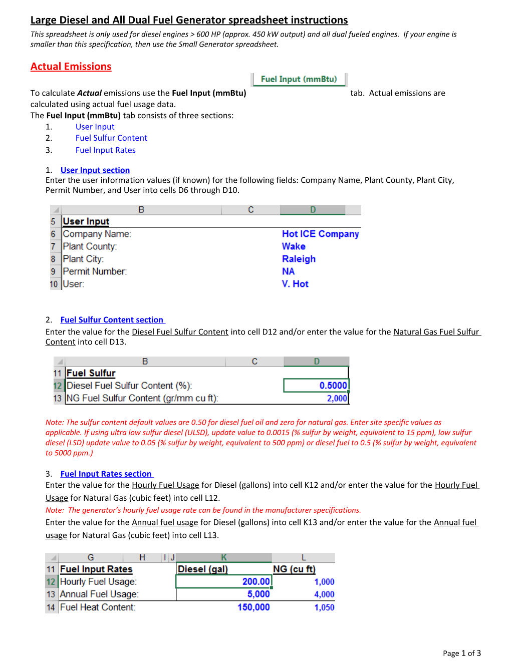 Large Generator Spreadsheet Instructions
