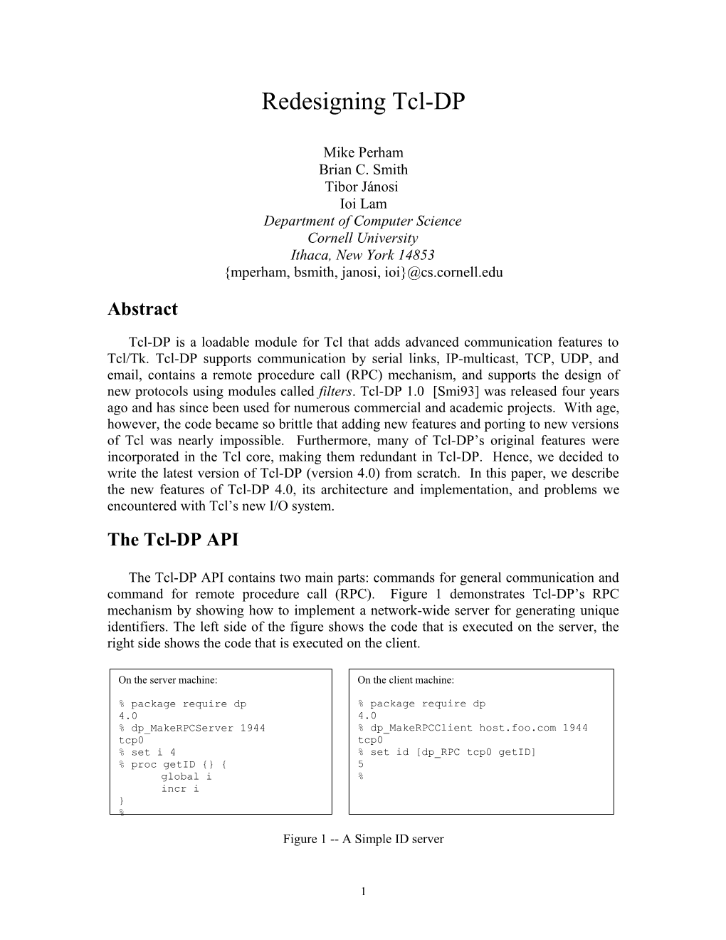 Tcl-DP: Distributed Processing for Tcl