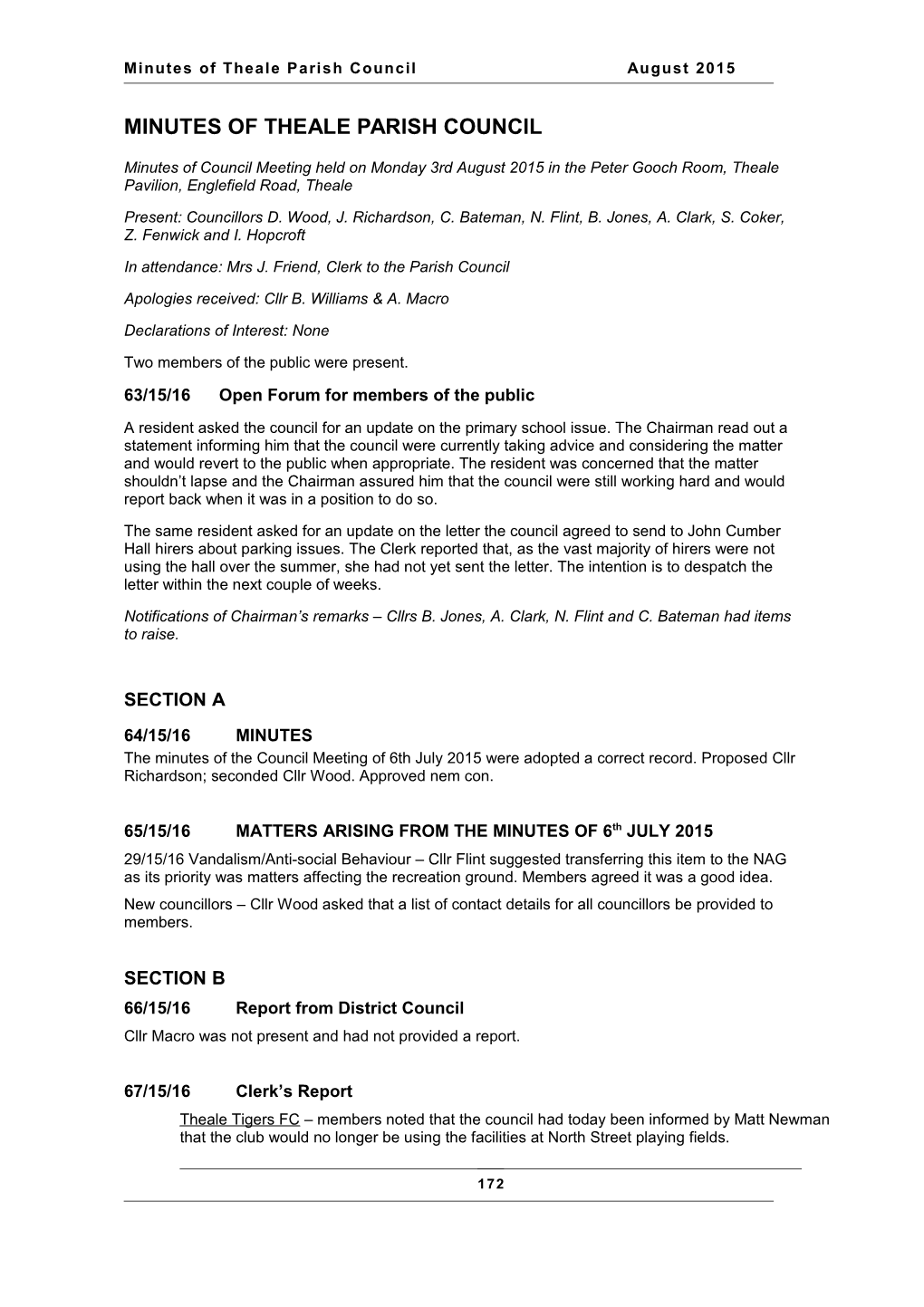 Minutes of Theale Parish Council s1