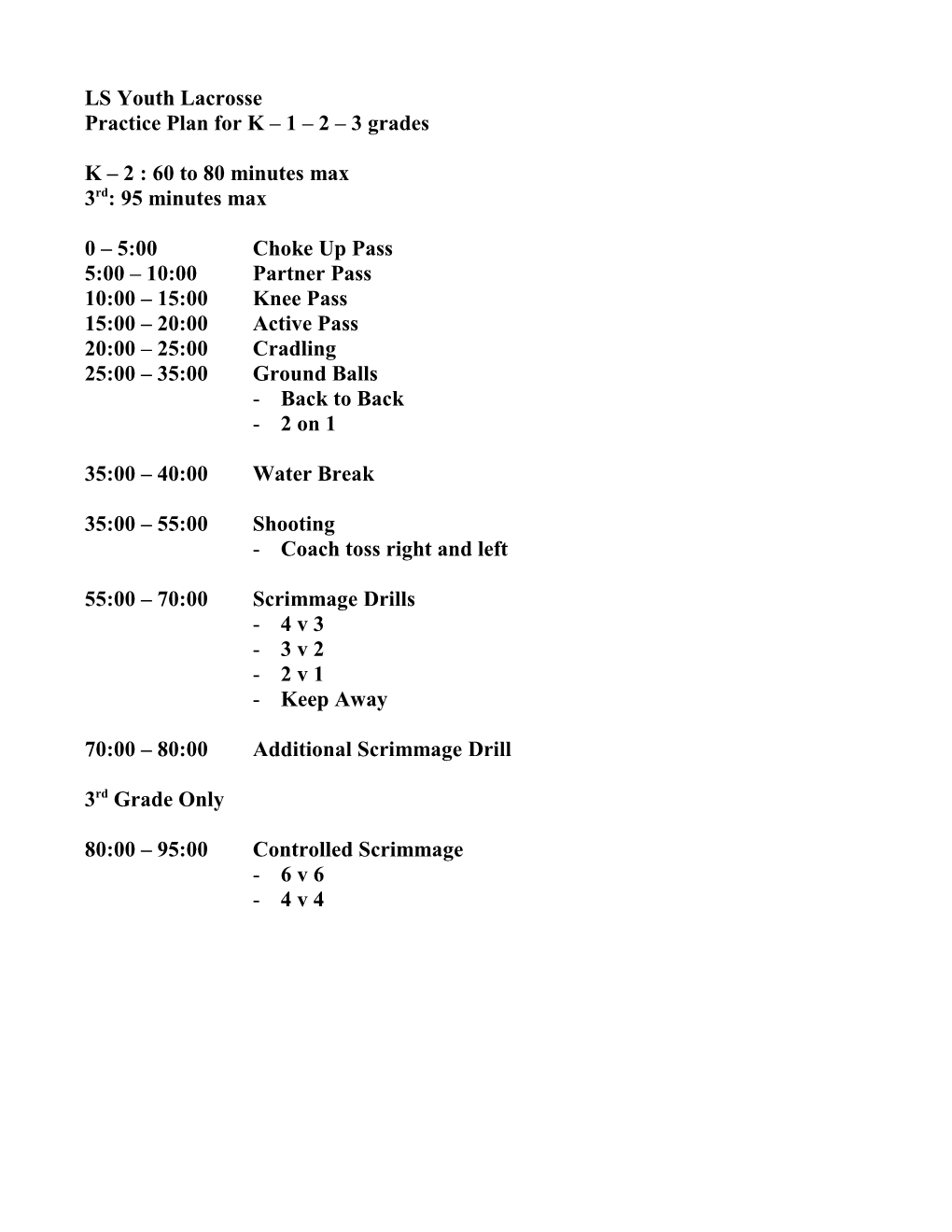 U10 Stations Practice Coaches Notes