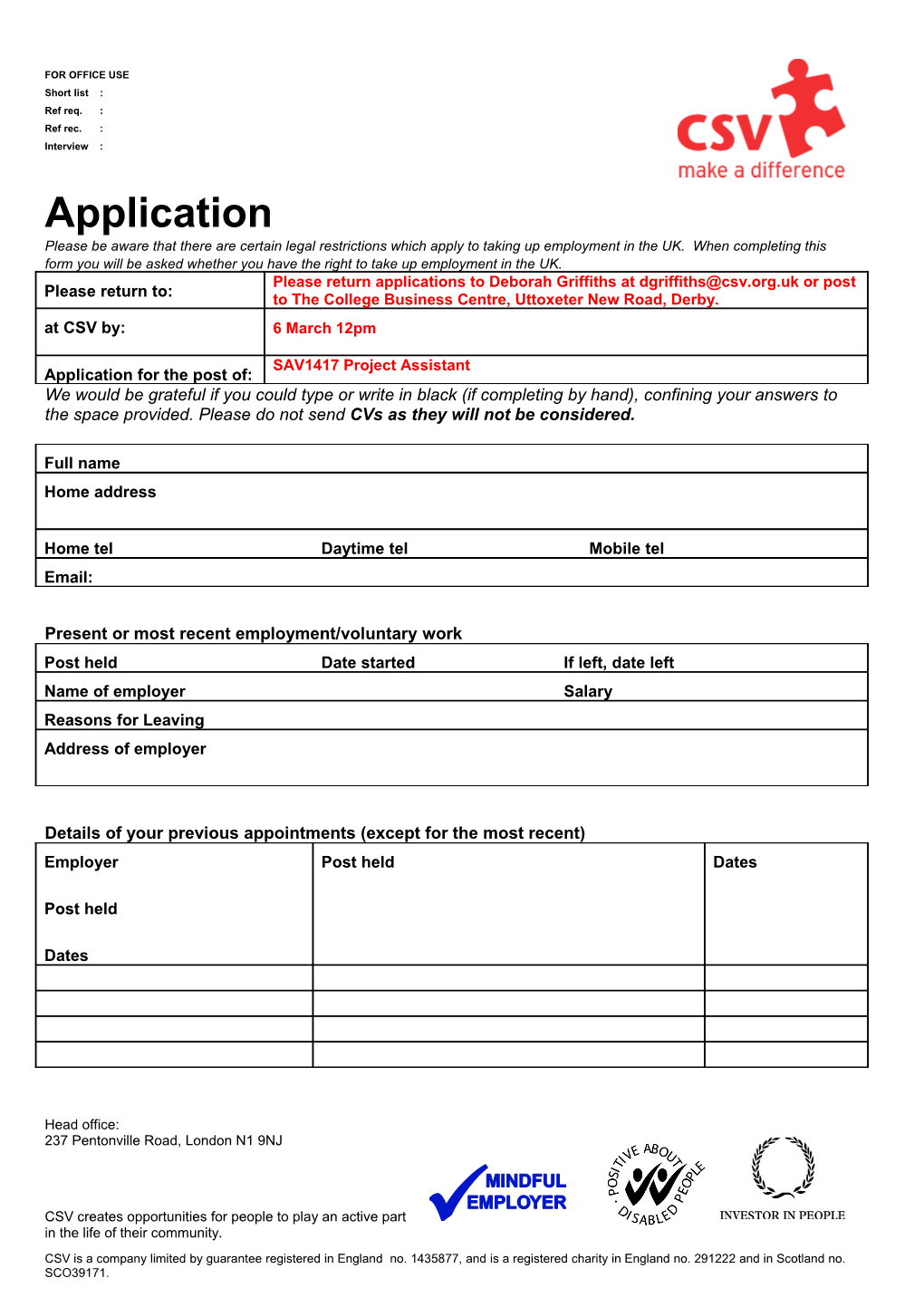 Present Or Most Recent Employment/Voluntary Work