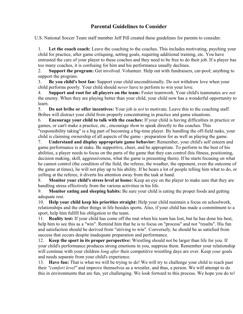 Parental Guidelines to Consider