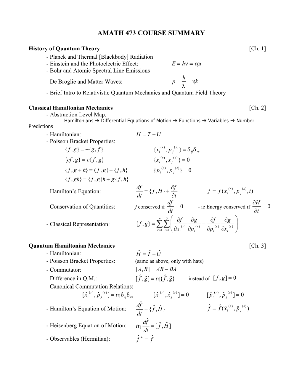 Amath 473 Course Summary