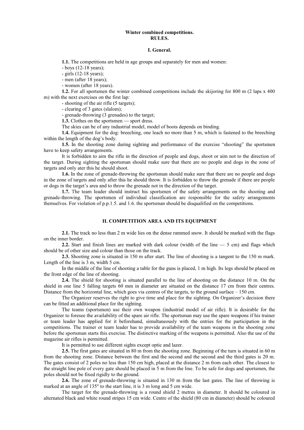 Winter Combined Competitions